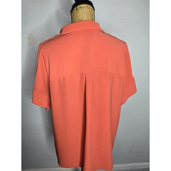 Rachel Zoe Orange Boxy Loose Button Down Shirt - Picture 4 of 11